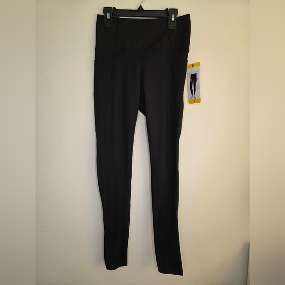 Danskin Womens High Rise Brushed Leggings Black Salt Sz S NEW Reflector Athletic - Picture 2 of 9